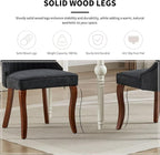 Modern Dining Chairs Set of 2, Mid Century Kitchen & Dining Room Chairs, Fabric Upholstered Kitchen Chairs with Wood Legs, Sillas de Comedor, Easy Assembly, Black, 2 Pieces