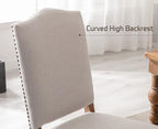 EALSON Farmhouse Dining Chairs Set of 6 with Wood Legs and Padded High Backs in Beige Linen