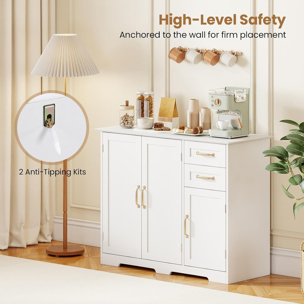Giantex Sideboard Buffet Cabinet, Modern White Sideboard Cabinet with 2 Drawe...