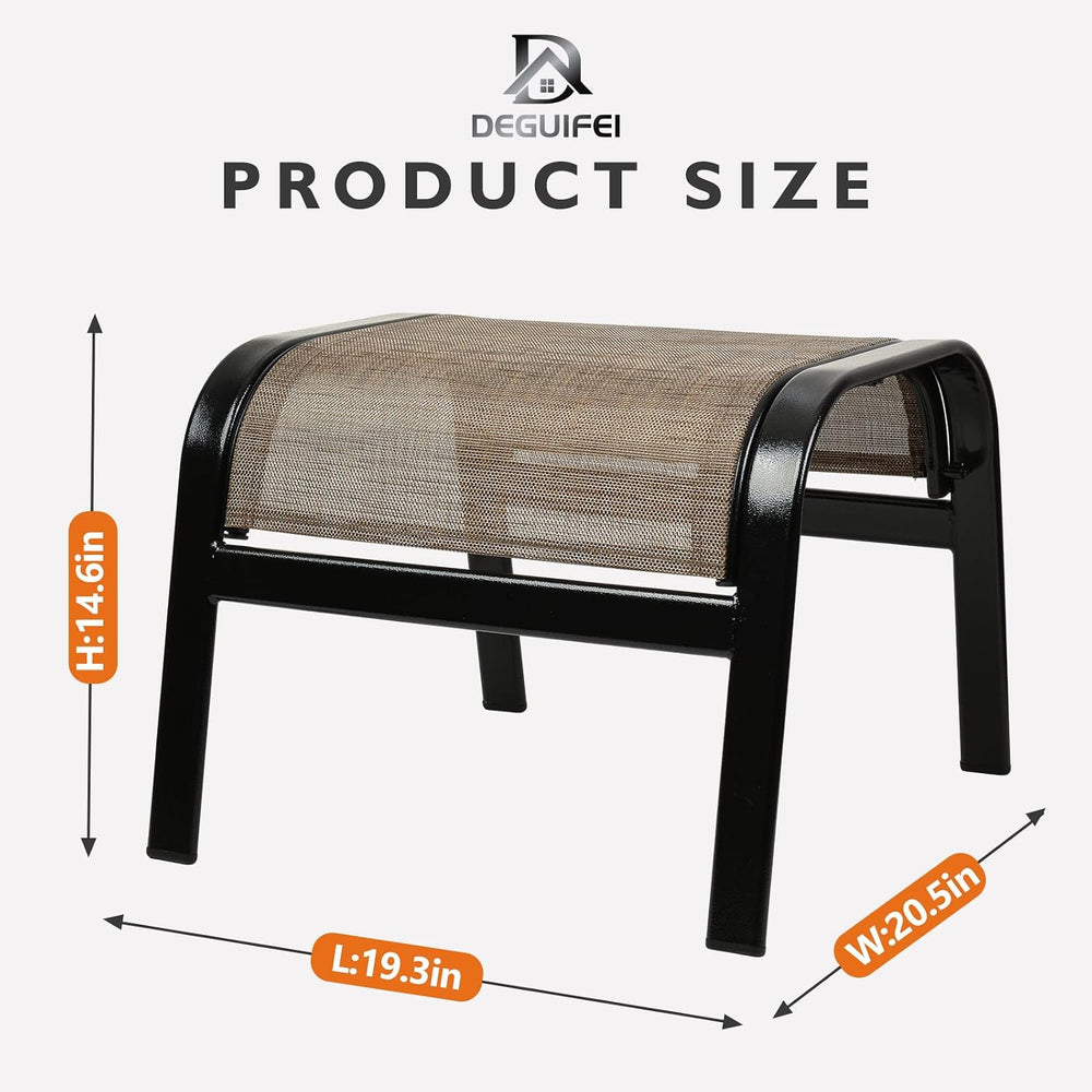 Outdoor Patio Footstool Ottoman Assembled 2 Set All Weather Breathable Metal ...