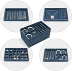 ProCase Stackable Jewelry Organizer Trays for Drawers, Jewelry Drawer Inserts Container Display Case Storage for Earring Necklace Rings Bracelet with Removable Dividers -Darkblue, 4 Layers