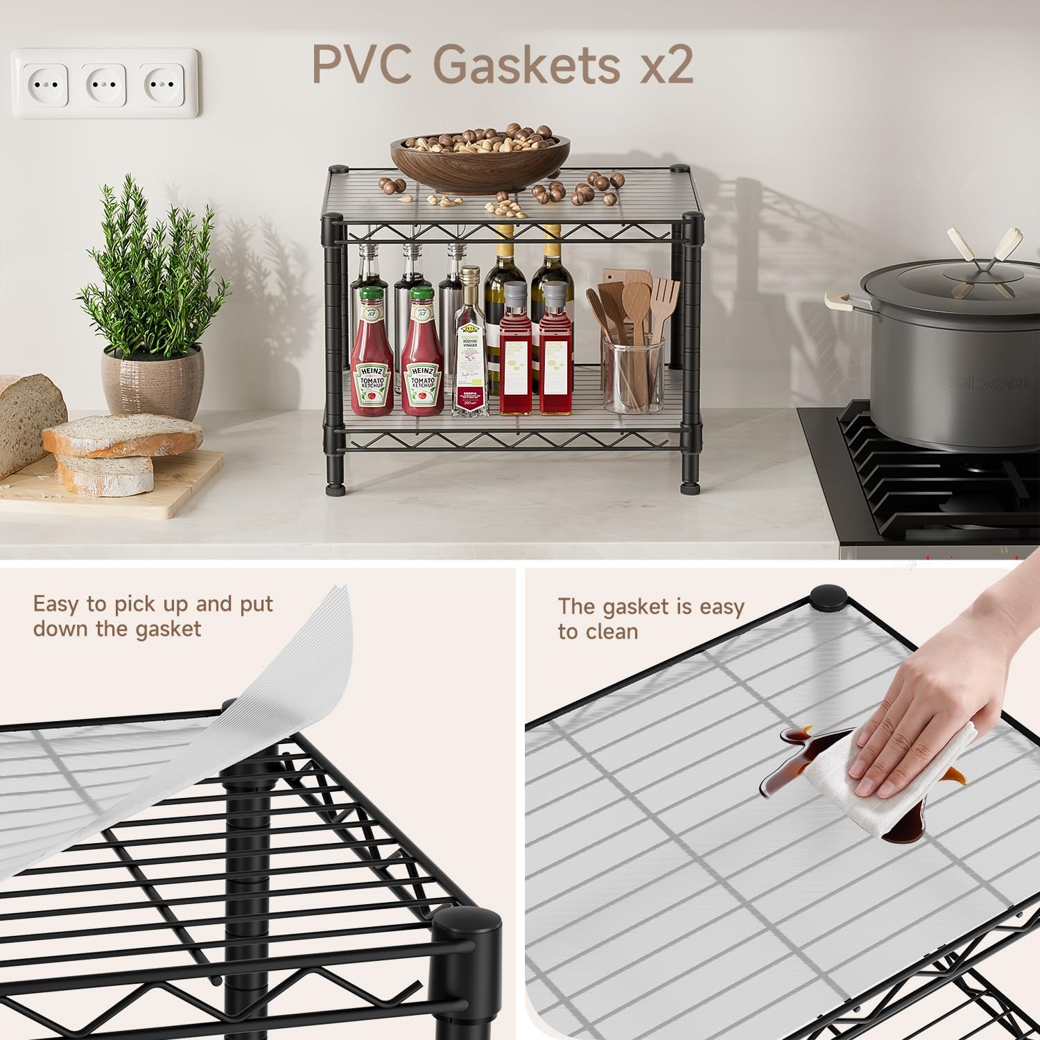 Small 2 Tier Shelves Storage Wire Shelving Unit Metal Shelf Adjustable Organizers Storage Shelving with Wheels for Bathroom Laundry Room Kitchen Pantry12”D x 18”W x 12.2”H Black
