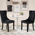 3-Pieces 31.5" Round Dining Table Set for 2, White Dining Table & 2 Velvet Upholstered Dining Chairs for Kitchen Dining Room Apartment Small Space(White Table & Black Chairs)
