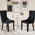 3-Pieces 31.5" Round Dining Table Set for 2, White Dining Table & 2 Velvet Upholstered Dining Chairs for Kitchen Dining Room Apartment Small Space(White Table & Black Chairs)