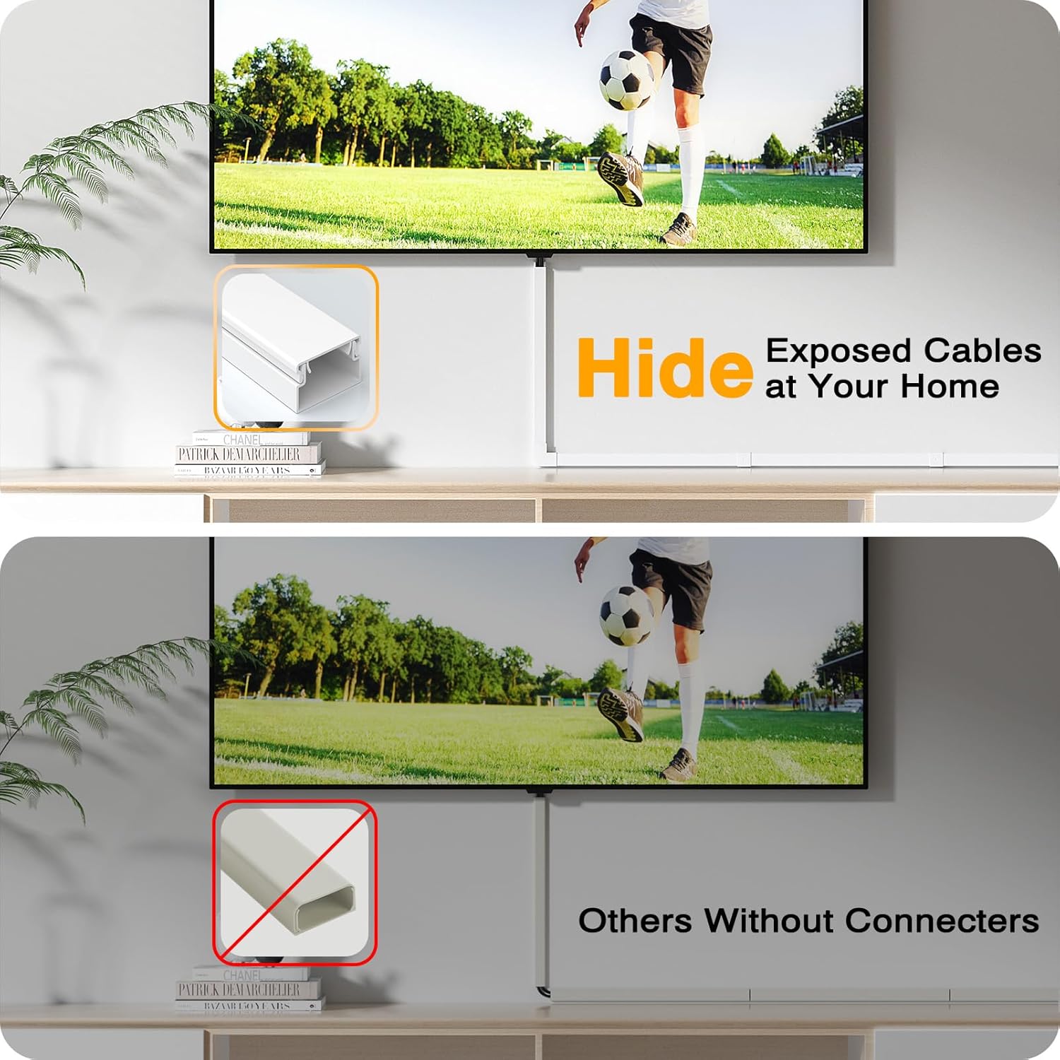 Delamu Cord Hider, 315in Wire Covers for 2-3 Cords on Wall, Premium Cable Hider Cord Covers for Wires on Wall, Cable Management Wire Hiders for TV, Cable Raceway Kit, L15.7X W0.95x H0.55in, White