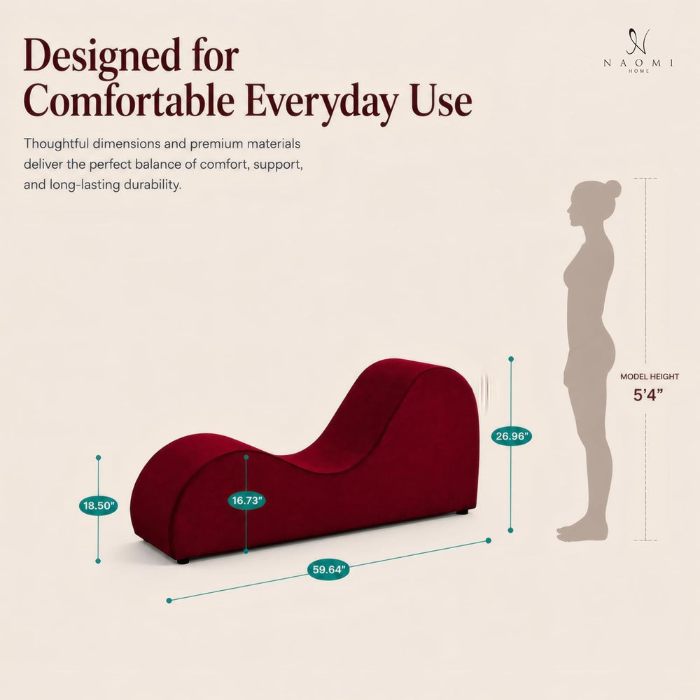 Naomi Home Leticia Ergonomic Yoga Chaise Lounge Chair, Red