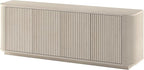 Henn&Hart Fluted TV Stand for TVs up to 75" with 2 Storage Cabinets with an Adjustable Shelf for Living Room, Family Room, or Office, Beech White