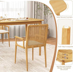COSTWAY Dining Table, 48” Wooden Rectangular Kitchen Table with Solid Rubber Wood Legs, Spacious Tabletop for Kitchen, Dining Room, Restaurant