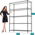 5 Tiers Shelf 1750 lbs Steel Storage Shelving Utility Shelving Unit Steel Organizer Wire Rack for Home,Kitchen,Office,Garage Chrome 17.7" D x 47.2" W x 76.8" H