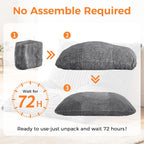 3 in 1 Giant Bean Bag Chair, Convertible Bean Bag Bed for Adults and Kids, Oversized Comfy Memory Foam Floor Sofa with Machine Washable Cover for Living Room, Bedroom & Dorm(Grey)