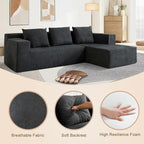 103" Cloud Sectional Sofa, Boneless L-Shape Couch with Chaise, Modern Minimalist Modular Couch for Living Room, Free Combination, Deep Seat, No Assembly Required, Dark Grey, R