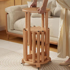 Stackable Stools Set of 4, Wooden Stool 18 Inch Stool Stackable Side Tables Nesting Table Sturdy and Durable, No Installation Required for End Table,Top Stackable Round Stools (Natural Mobile)