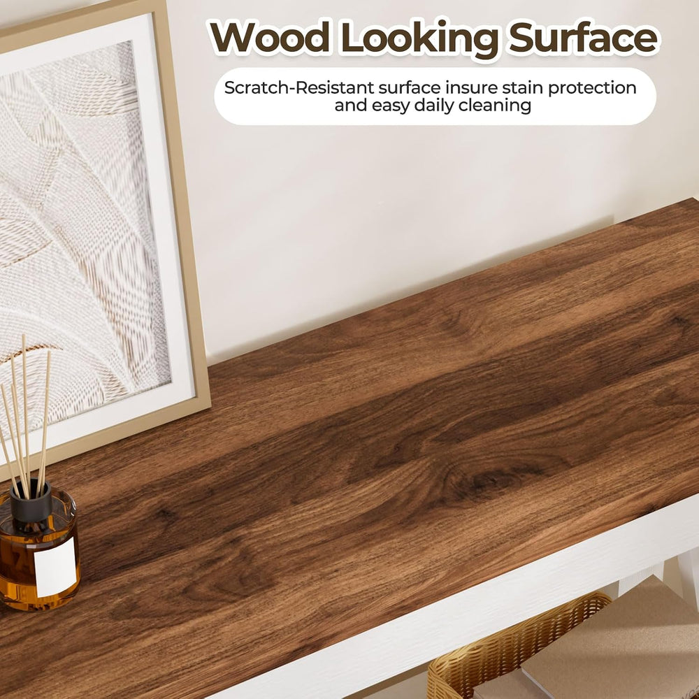 3-Tier Wood Entryway Table: 41" Narrow Console Shelf for Hallway - Farmh...