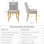 Dining Chairs Set of 2, Kitchen & Dining Room Chairs, Chenille Fabric Upholstered Dinning Chairs, Sillas De Comedor, Nailhead Trim, Metal Legs (Beige, 2 Pcs)