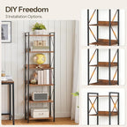 HOOBRO Bookshelf, 6-Tier Industrial Bookcase, Book Shelf Storage Organizer, Tall Bookshelf with Metal Frame for Living Room, Bedroom, Home Office, Kitchen, Rustic Brown and Black BF72SJ01