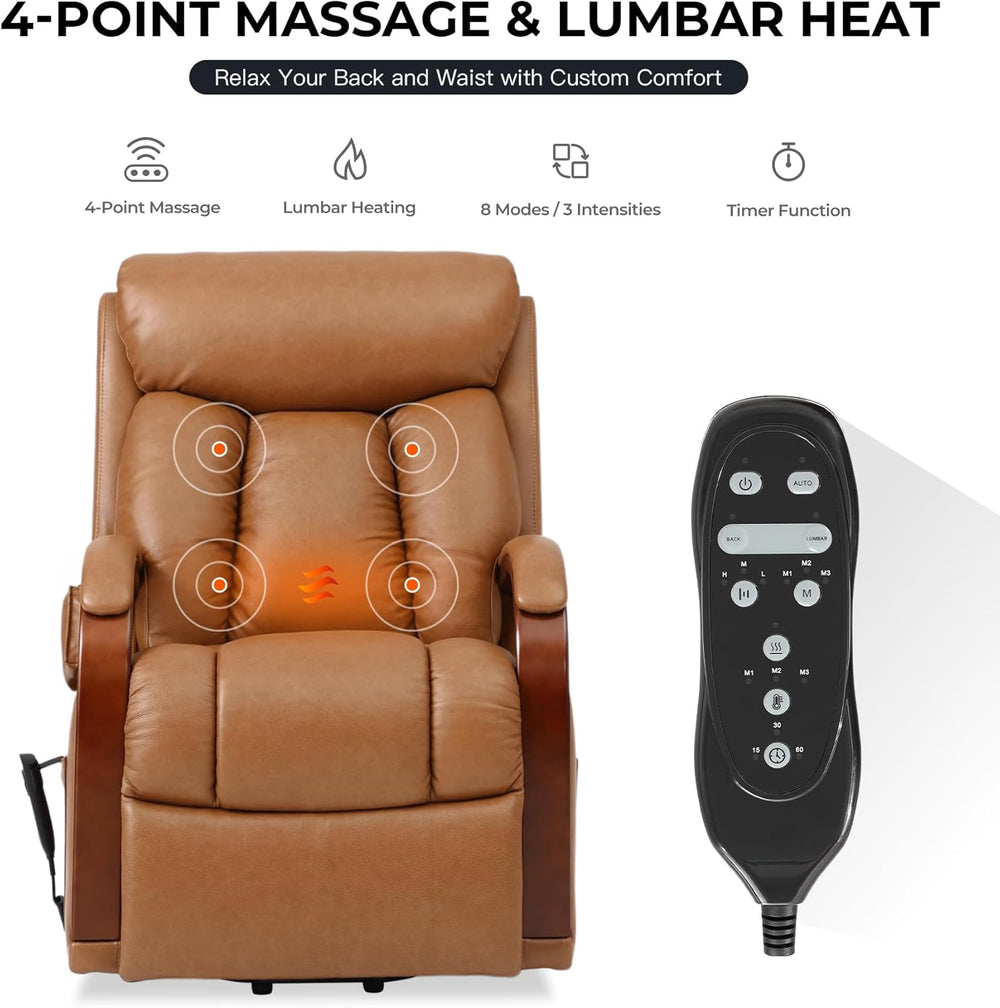 DYNOX Small Lift Chair Recliner with Heat and Massage, Dual Motor Power Lift ...