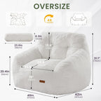 EBENCHICO Giant Bean Bag Chair for Adults, Comfy Oversized Bean Bag Chairs for Teens, Large Beanbag Chair Couch Sofa with Filler,Reading Chair with Pillow for Living Room Bedroom