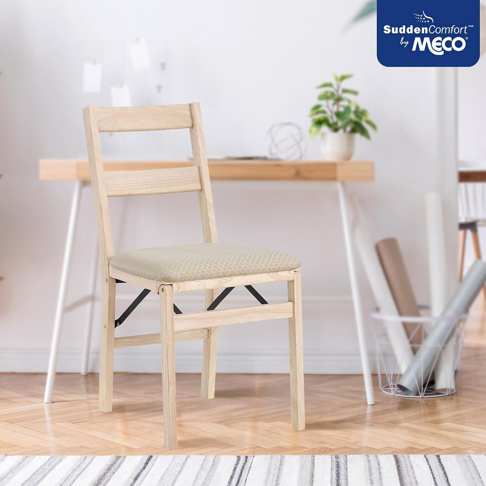 Stakmore Classic Solid Wood Folding Dining Chairs, Unfinished, Set of 2