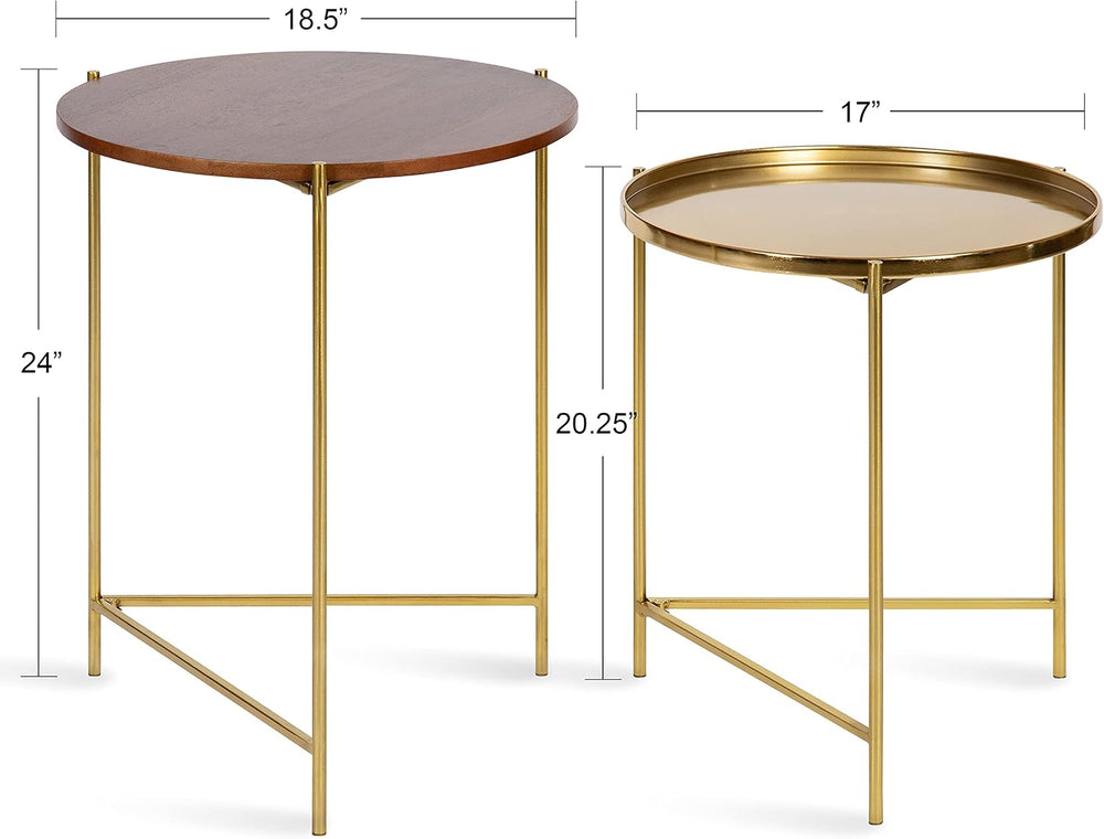 Kate and Laurel Ulani Modern Nesting Side Table, Set of 2, Walnut Brown Wood ...