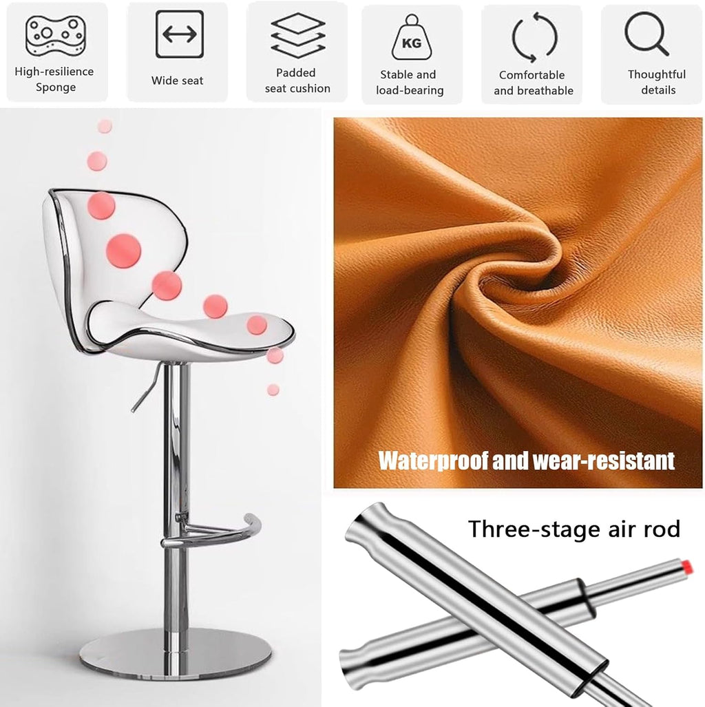 Commercial Stainless Steel Stool, Home Office Desk Chair, Height Stool Chairs, 360° Free Rotation, for Corporate Reception, Bar, Cafe, Changing Room(Black)