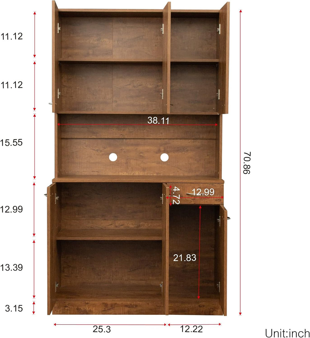 Ball & Cast 71" Pantry Cabinet,Tall Kitchen Pantry Storage Cabinet w...