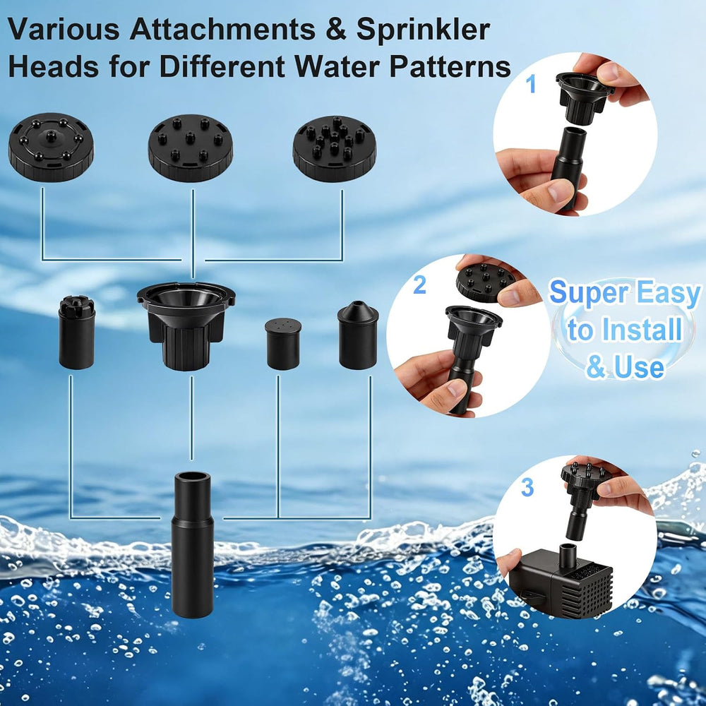 15W Solar Fountain Water Pump with 6 Nozzles for Bird Bath Garden