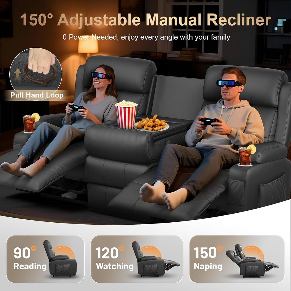 RV Reclining Sofa, Home Theater Seating Loveseat Couch with Massage | Reclini...