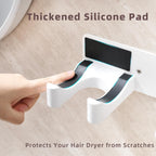 Hair Dryer Holder Wall Mounted, Blow Dryer Holder with Strong Magnet, Dyson Hair Dryer Holder Adhesive Aluminum Alloy Organizer for Bathroom White UEMUSI