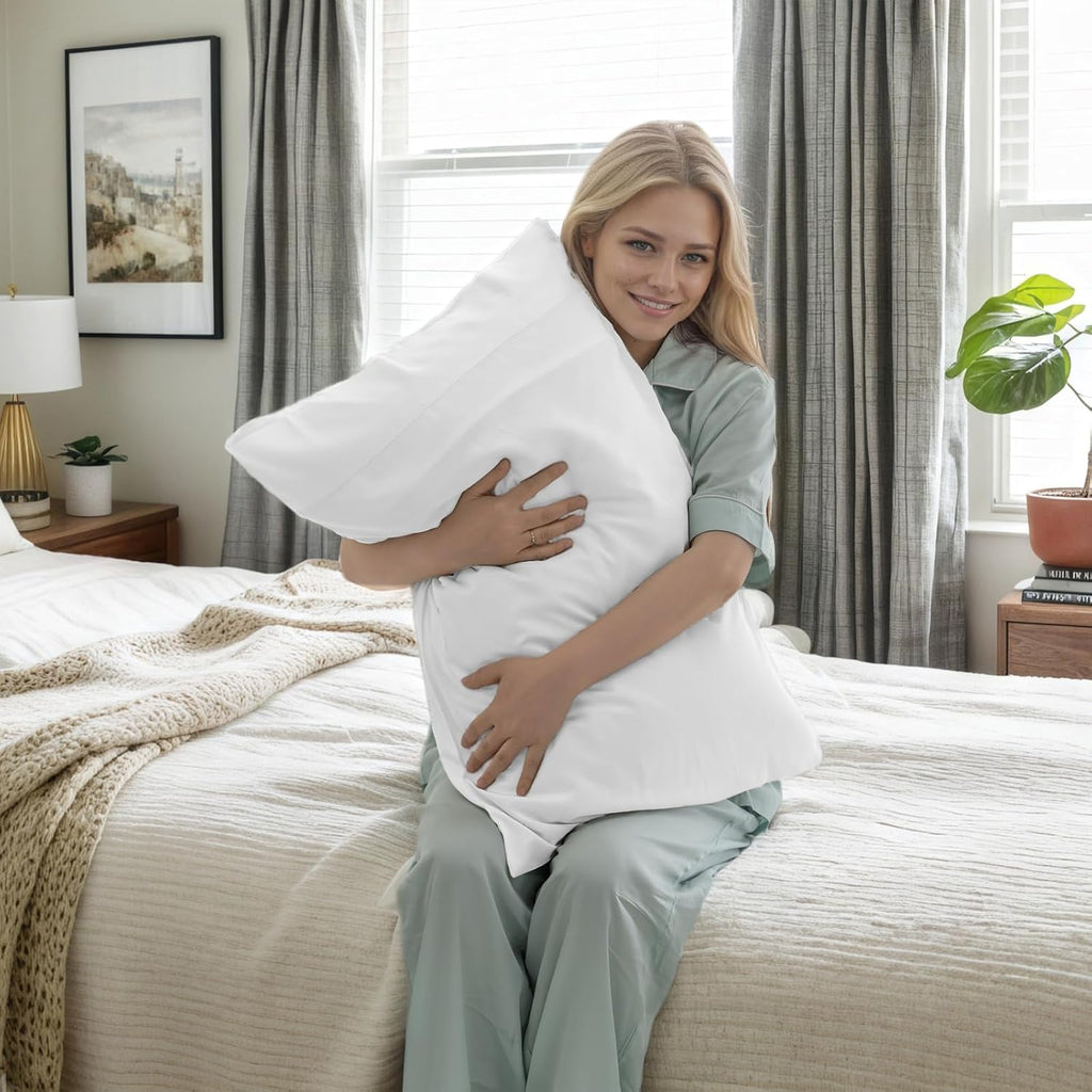 TELUS Pillow Cases King Size 2 Pack, Bamboo Rayon & Lyocell Pillowcase with Envelope Closure, Cooling Breathable Pillow Cover for Hot Sleeper & Night Sweats, 20x40 inch, Ivory White