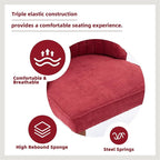 Linen Dining Chairs Set of 2，Fabric Channel Tufted Kitchen Chairs, Upholstered Accent Chairs with Curved Solid Wood Legs, Comfortable Dining Chair for Dining Room, (Burgundy, 2pc)