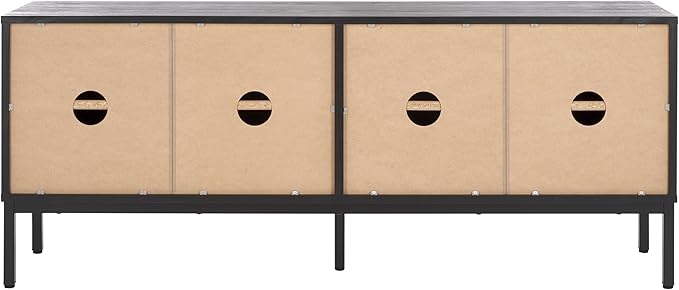 SAFAVIEH Lylia TV Stand for up to 65" Flatscreen – Black, 4 Doors with Interior Storage, Entertainment Media Console Cabinet (MED9623B)