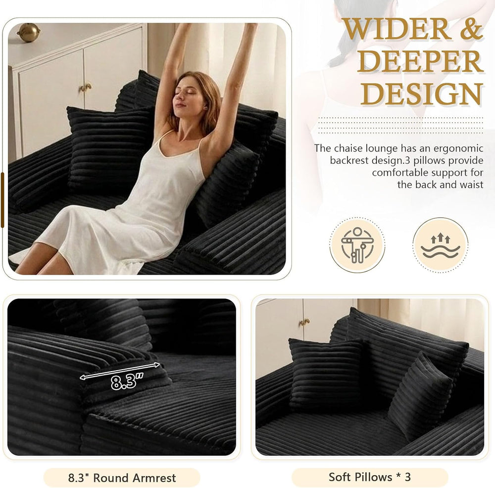 ODUWA 65" Oversized Chaise Lounge Chair Indoor, Cloud Couch Chair with W...