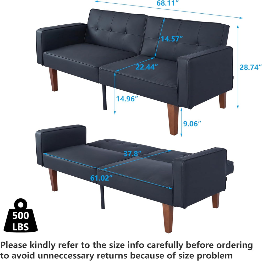 mikibama Convertible Futon Sofa Bed with Split Back,Mid Century Modern Sleepe...