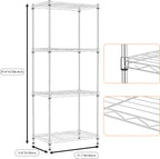 4 Tiers Shelf Metal Storage Shelves Wire Rack Closet Organizers with Wheel for Garage Kitchen Bathroom Laundry Chrome 11.8" D x 17.7" W x 41.9" H