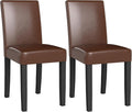LSSPAID Dining Chairs Set of 2, Modern Stylish PU Leather Upholstered Parson Chair, Dining Room Chairs with Solid Wood Legs for Kitchen Living Room, Brown