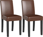 LSSPAID Dining Chairs Set of 2, Modern Stylish PU Leather Upholstered Parson Chair, Dining Room Chairs with Solid Wood Legs for Kitchen Living Room, Brown