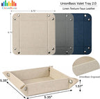 UnionBasic Small Valet Tray, Jewelry Tray for Rings Watches Earrings, Entryway Catchall Caddy for Coins Keys Change, Nightstand Bedside Valet Holder, Trays for Electronic Gadgets, Beige