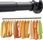 2 Pack Closet Rods for Hanging Clothes, 17-54 Inch No-Cut Stepless Adjustable Closet Rod, 1.3 Inch Heavy Duty Metal Closet Hanging Rod with Brackets, Closet Bar for Closet, Laundry Room, RV, Wardrobes