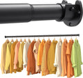 Closet Rods for Hanging Clothes, 17-84 Inch No-Cut Stepless Adjustable Closet Rod, 1.3 Inch Heavy Duty Metal Closet Hanging Rod with Brackets, Black Closet Bar for Closet, Laundry Room, RV, Wardrobes