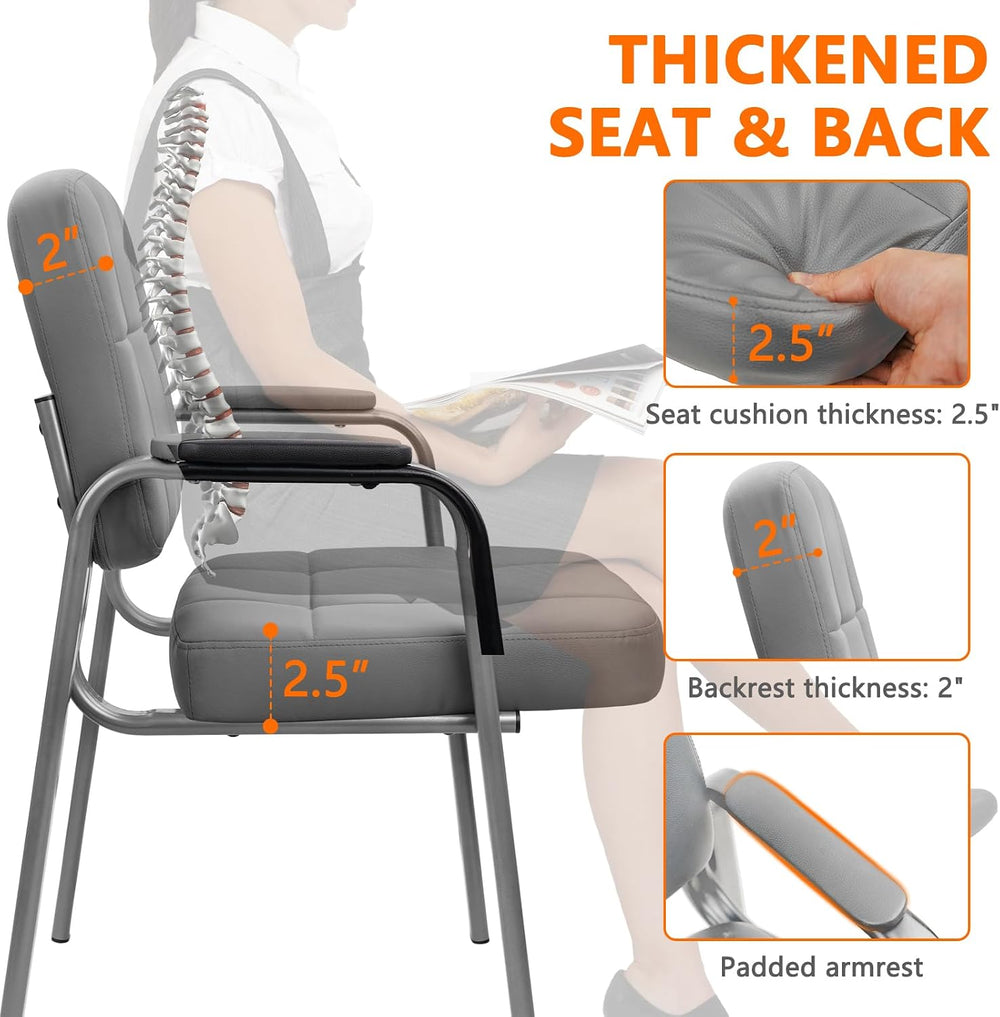 CLATINA Big & Tall 500 lbs Waiting Room Guest Chair, Leather Office Recep...
