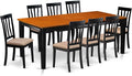 East West Furniture QUAN9-BCH-C 9 Piece Kitchen Table Set Includes a Rectangle Dining Table with Butterfly Leaf and 8 Linen Fabric Dining Room Chairs, 40x78 Inch, Black & Cherry
