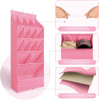 FENTEC 1 Pack Over-the-Door-Shoe-Organizers, Hanging Shoe Organizers with Large Pocket Shoe Holder Hanging Shoe Rack for Closet Shoes Organizer for Wall, Over Door Organizer with 15 Pockets Pink