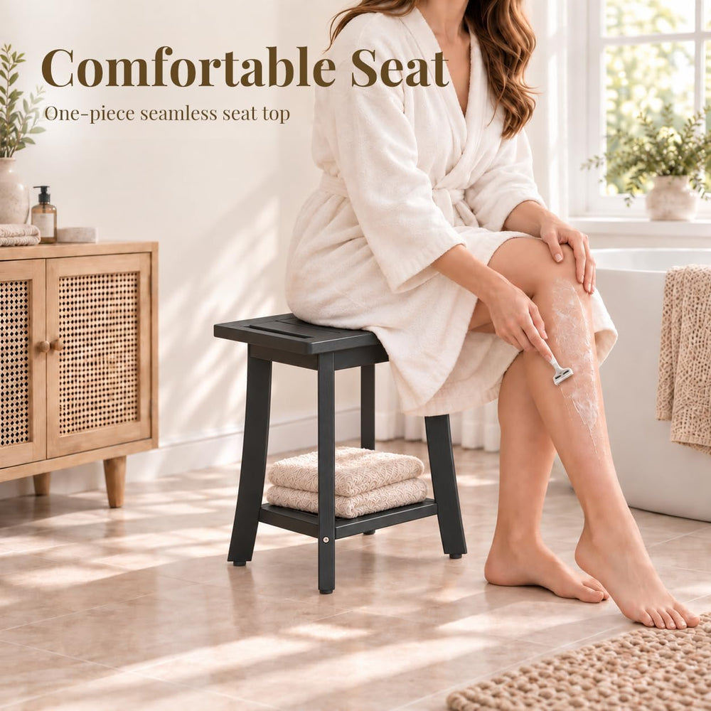 HDPS Waterproof Shower Bench for Inside Shower, Shower Stool, Black, Small