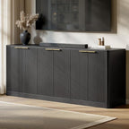 Evermagin 67" Black Fluted TV Stand for TVs up tp 75", Mid-Century Modern Entertainment Center with Storage Cabinets and Fluted Doors, Wood Media TV Consoles for Living Room and Bedroom Furniture