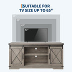 IDEALHOUSE Farmhouse TV Stand for 65 inch TV, Entertainment Center with Sliding Barn Doors and Adjustable Shelves, Rustic Wood Media Console Table for Living Room, Bedroom, Grey