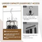ZEDODIER Belt Organizer for Closet, Heavy-Duty Rotating Belt Hanger Tie Rack Holds up to 24 Belts, Hanging Space Saving Metal Belt Holder for Closet Storage