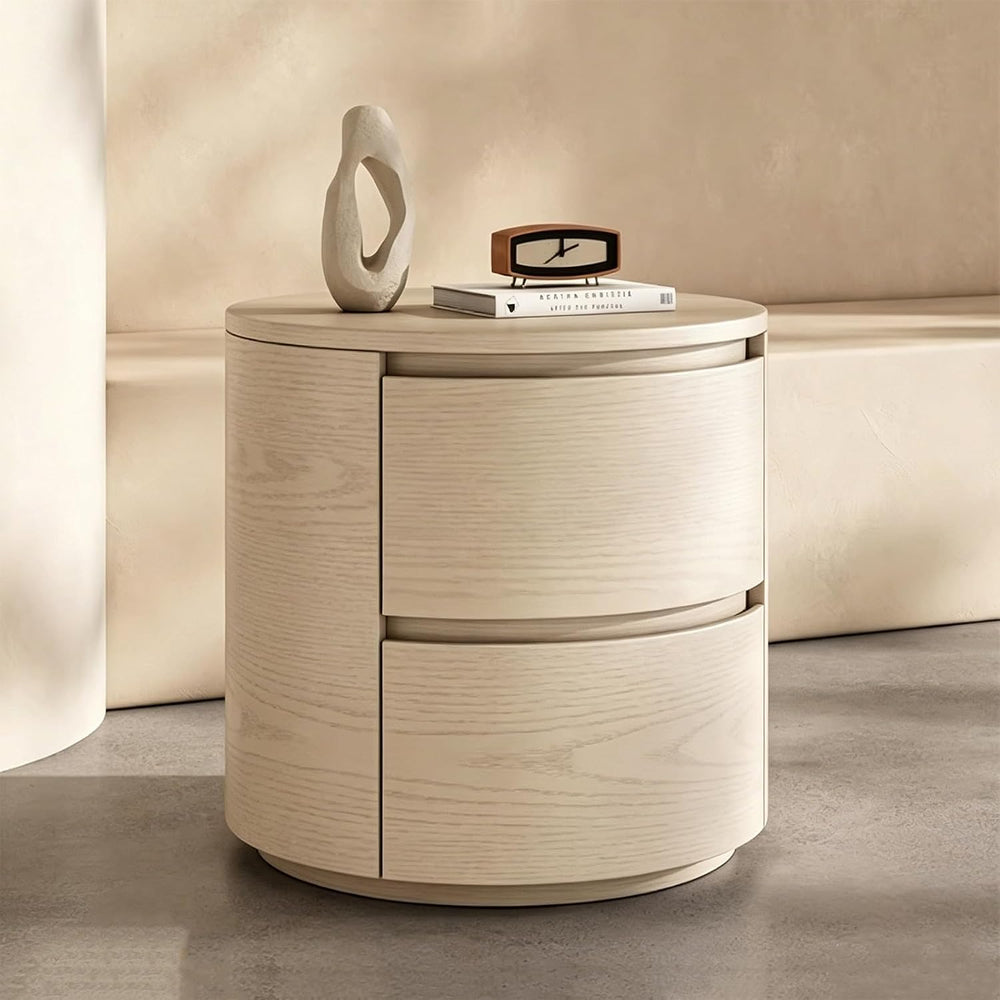 Round End Tables Living Room, End Table with 2 Drawers, Sofa Side Table with ...