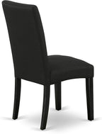 East West Furniture LGDR7-BLK-24 7 Piece Dining Table Set Consist of a Rectangle Dinner Table with Butterfly Leaf and 6 Black Color Linen Fabric Parson Chairs, 42x84 Inch, Black