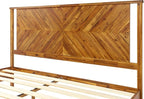 Bme Vivian 14 Inch Deluxe Bed Frame with Headboard, Rustic & Scandinavian Style with Solid Acacia Wood, No Box Spring Needed, 12 Strong Wood Slat Support, Easy Assembly, King, Rustic Golden Brown