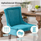 Modern Dining Chairs Set of 6, High Back Dining Chairs Side Chairs with Solid Wood Legs, Upholstered Fabric Dining Room Chairs for Dining Room Kitchen, Lake Blue